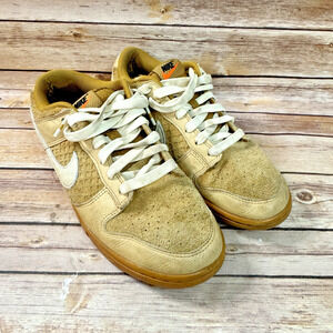 Nike Dunk Low Waffle Mens Tan Brown Leather & Suede Sneakers Sz 9.5